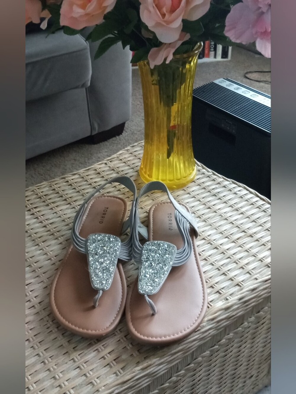 Torrid Silver Glitter Thong Sandals - Taupe Footbed